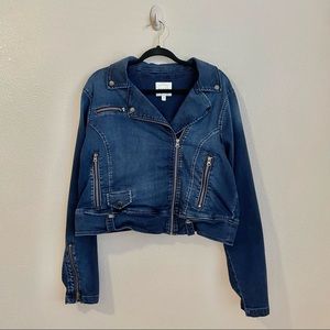 Torrid Denim Cropped Moto Jacket Size 3